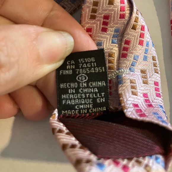 Patterned Pink Multi-Color Silk Tie - Picture 6 of 8
